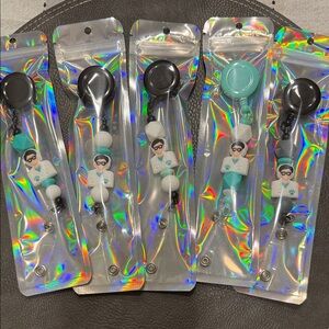 Fun Veterinarian office Badge Reels with Cartoon Character